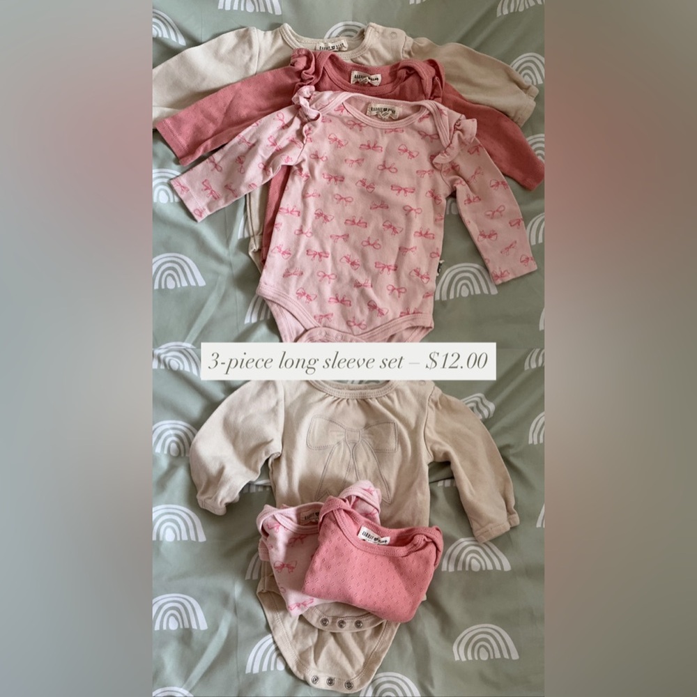 Pink and Cream Baby Onesie Set